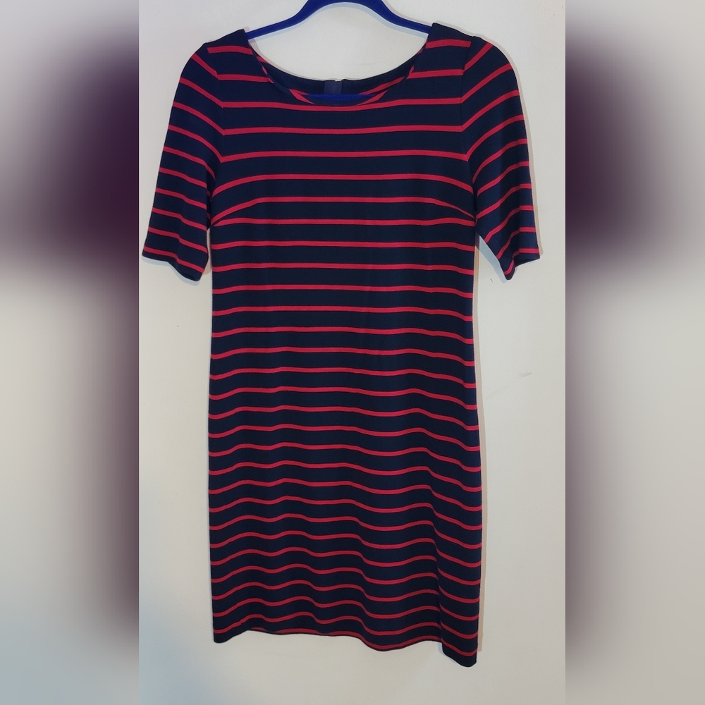 Banana Republic Navy and Red Striped Mini Dress Size 2